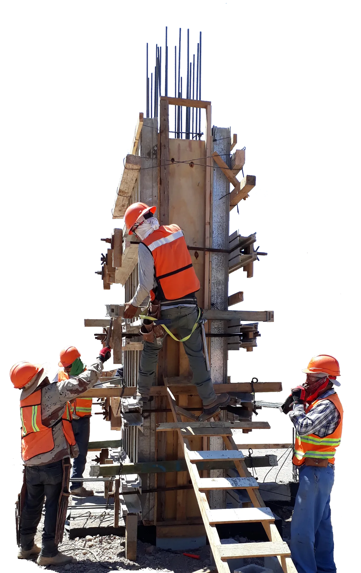 Our construction crew assembling column formwork on site