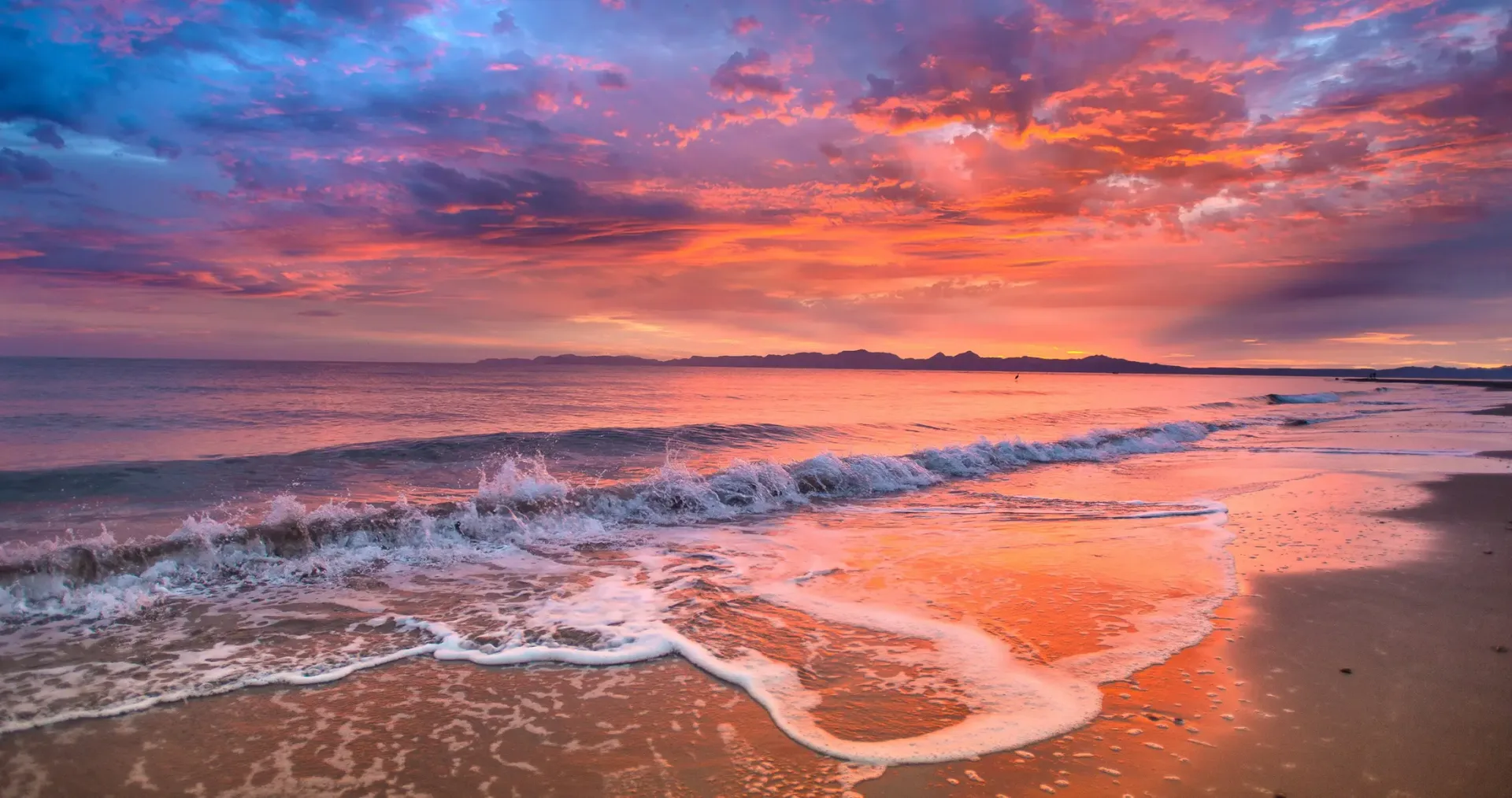 Sunset at Loreto beach.